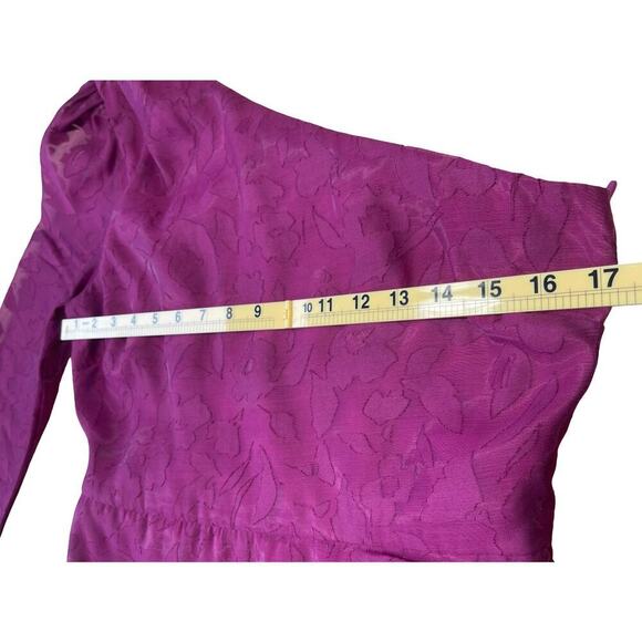 Lulus Emogene Magenta Burnout Floral One Shoulder Mini Dress - Medium - Picture 9 of 16